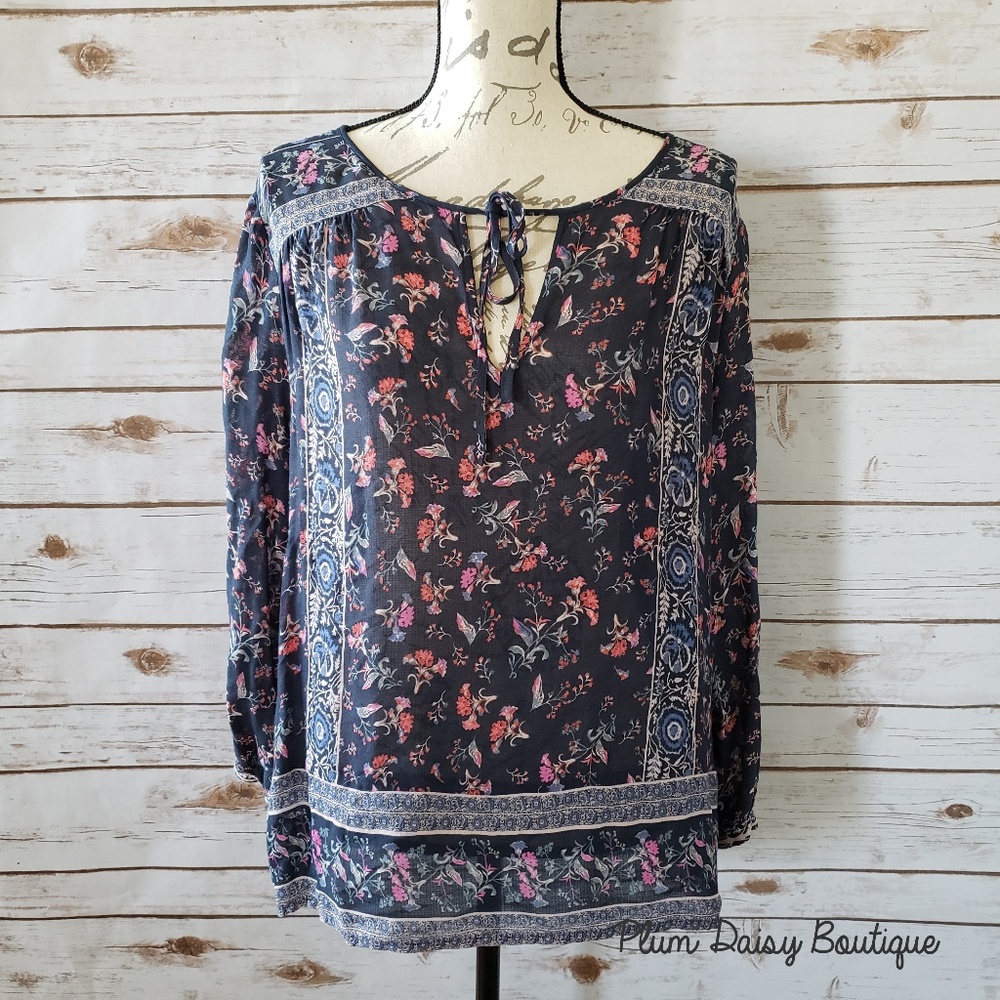NWT - Lucky Brand Floral Peasant Top